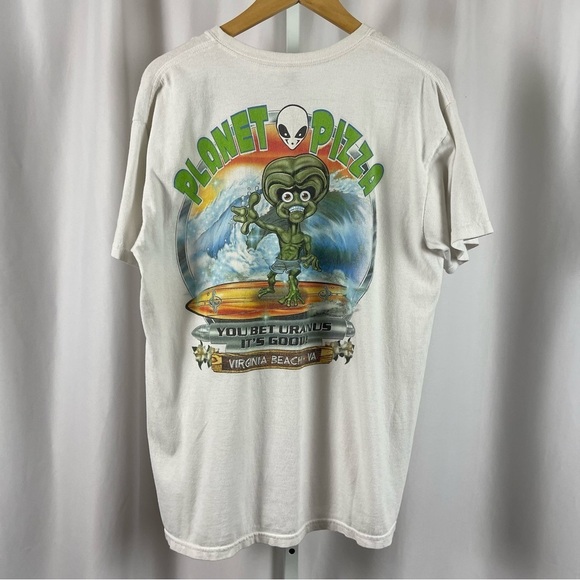 Anvil Large Alien Planet Pizza Surf Uranus Graphic Tee Shirt Vintage Funny Humor - Picture 1 of 7